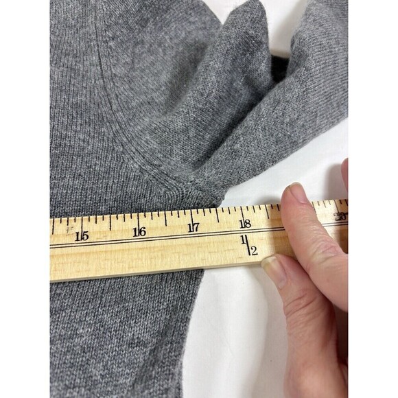 Halogen Wool Cashmere Blend Funnel Neck Sweater Grey Medium Long Sleeve Pullover - Picture 5 of 7